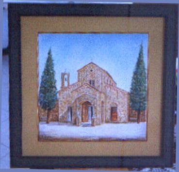 Artistic italian pottery of Albisola - A framed with view of " St Peter ' S Church "